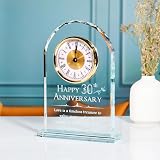 Movdyka Crystal Desk Clock Gift Glass 30th Anniversary Keepsake 5.9 in view 2