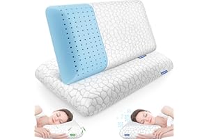 CushZone Memory Foam Pillows for Sleeping, Cooling Pillow with Removable and Machine Washable Cover, Bed Pillow for Side, Back and Stomach Sleepers, King Size (2 Pack)