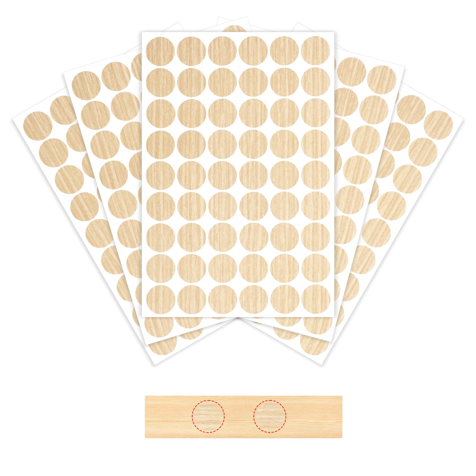 Photo 1 of 0.78inch 5 Sheets/270PCS Adhesive Screw Stickers Screw Hole Covers Hole Stickers (Maple), Pvc Cover Caps Screw Covers Caps Dustproof Wood Grain Stickers for Wall Cabinet Desk Screw Furniture Repairing