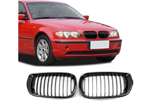 BDBO Front Grille Front Grill for 2003-2006 E46 325Ci 330Ci 2-Door LCI Glossy Black Single Slat Kedney Grill