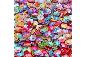 4000pcs 6mm Glitter Flower Bulk Loose Sequins Iridescent Round Embroidery Paillettes Crafts Sequins Cup Spangles for Sewing C