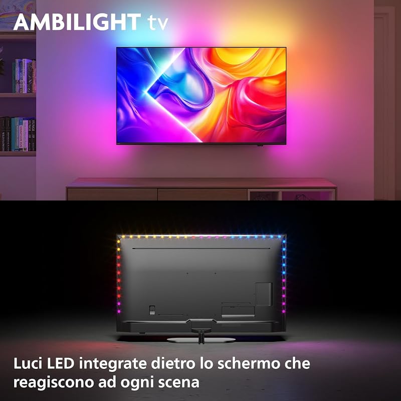 Ambilight 'The One' 55PUS9010 QLED 4K Smart TV - Display 55’’ con processore P5 Perfect Picture Ultra HD, Titan OS, Dolby Vision e Dolby Atmos Sound