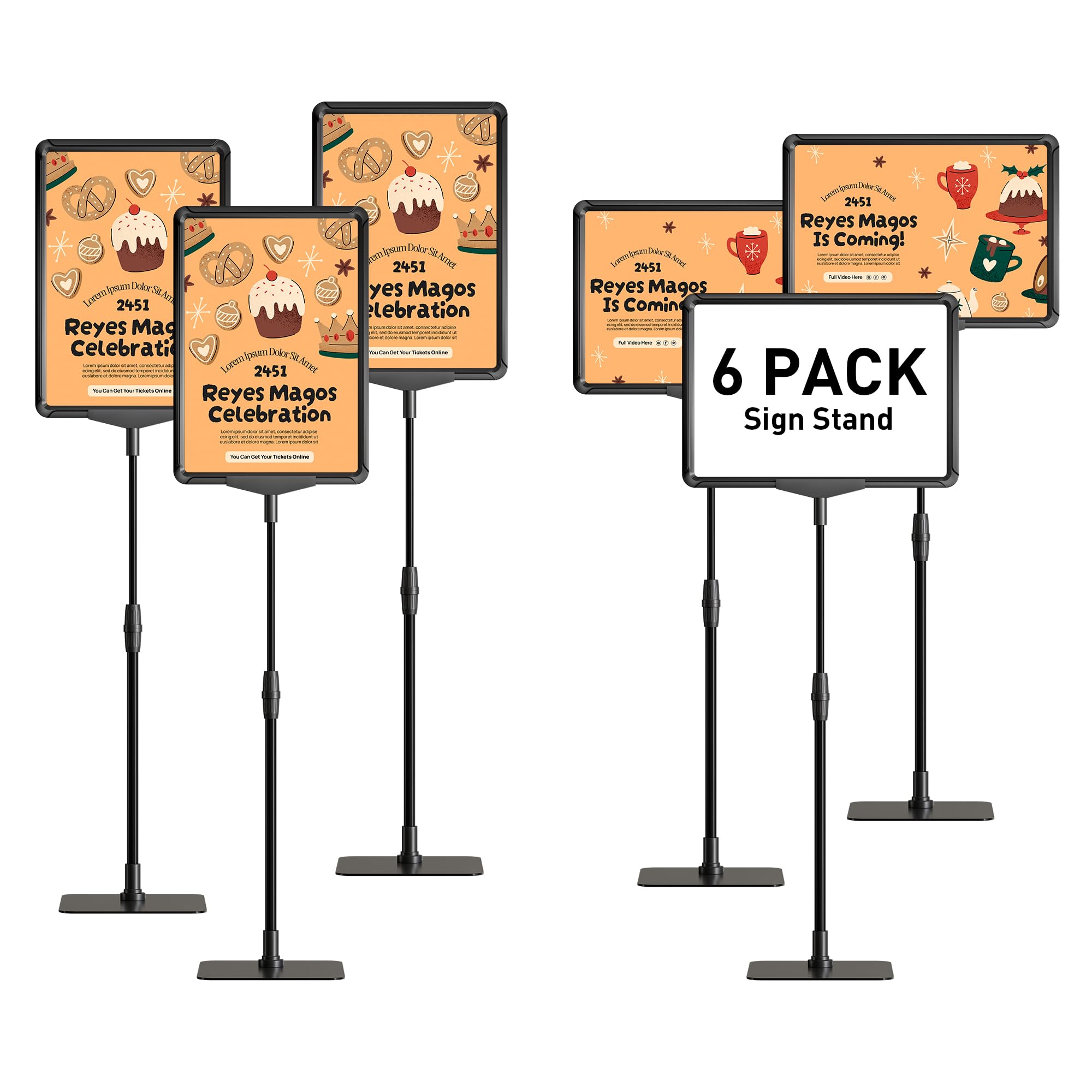 Photo 1 of RANDUN Sign Holder Stand 8.5x11 inch Sign Stand Holder for Table Sign Stands for Display Advertising Menu Tabletop - Poster Sign Stand Adjustable Floor Standing Sign Holder - 6 Pack