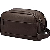 Celvetch PU Leather Toiletry Bag for Men - Water Resistant Travel Bag for Toiletries, Bathroom Essentials, Accessories