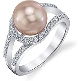 The Pearl Source 9-10mm 14K Gold Plated Sterling Silver Cultured Pearl Tessa Ring for Women