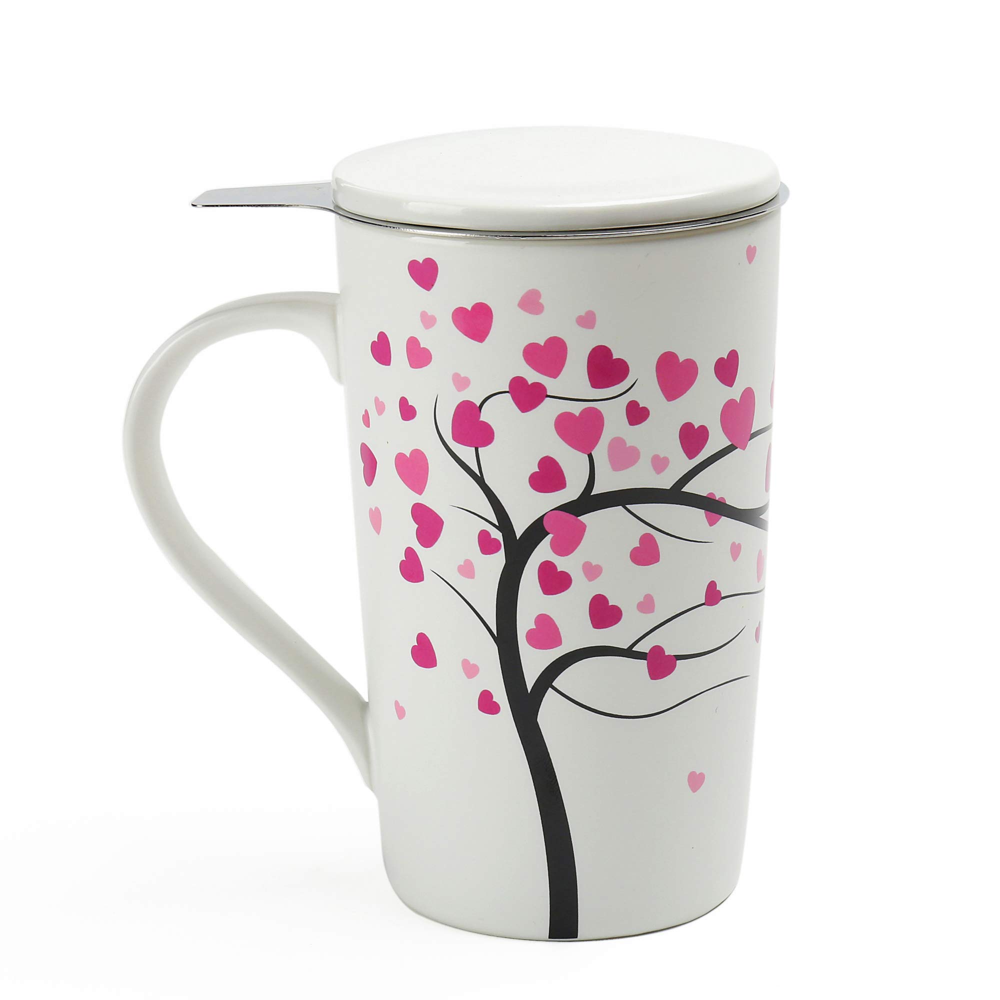 Porcelain Tea Cup with Strainer Drainer and Cover Lid for Kitchen