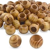 Natural Wooden Beads, 100 Pieces 20mm Diameter Round Loose Spacer Beads Large Hole (10mm) Wooden Craft Beads with Beautiful Grain for DIY Handmade Decorations