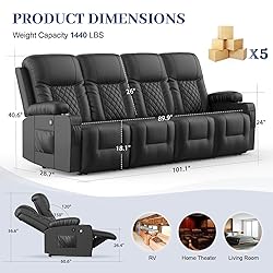 FURNIMAT Oversized Recliner Sofa Set with 4+1+1