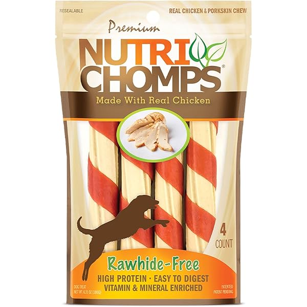 NUTRICHOMPS DOG CHEWS, 6-INCH TWISTS, EASY TO DIGEST,...