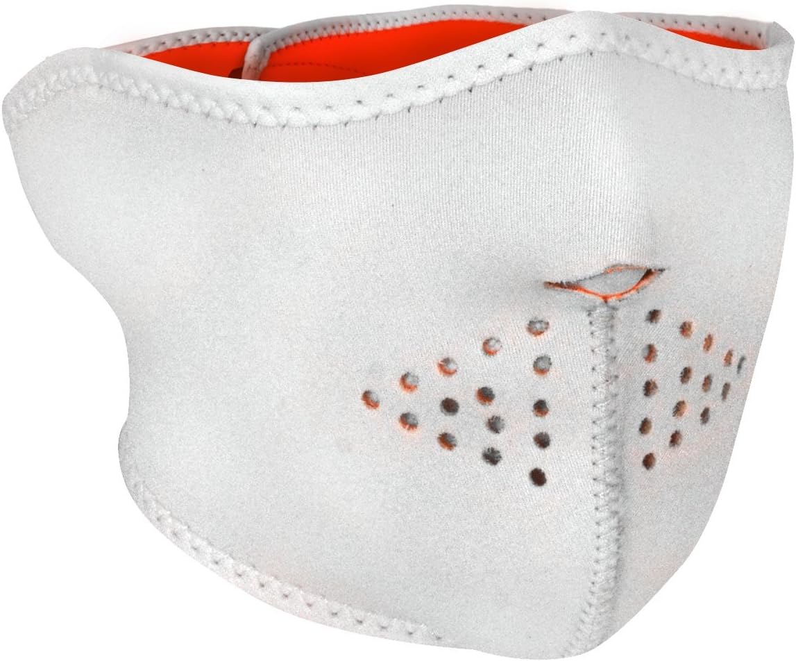 Half Face Reversible Neoprene Ski/ Bike Mask White/ Hi Vis Orange