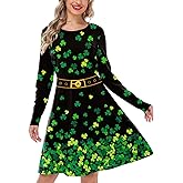 Magrank Women St Patricks Day Dress Irish Lucky Shamrock Graphic Midi Dresses S-2XL