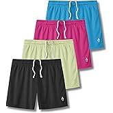 Liberty Pro 4 Pack: Girls Airy Mesh Active Athletic Sport Shorts, Youth Running Performance Clothes with Pockets