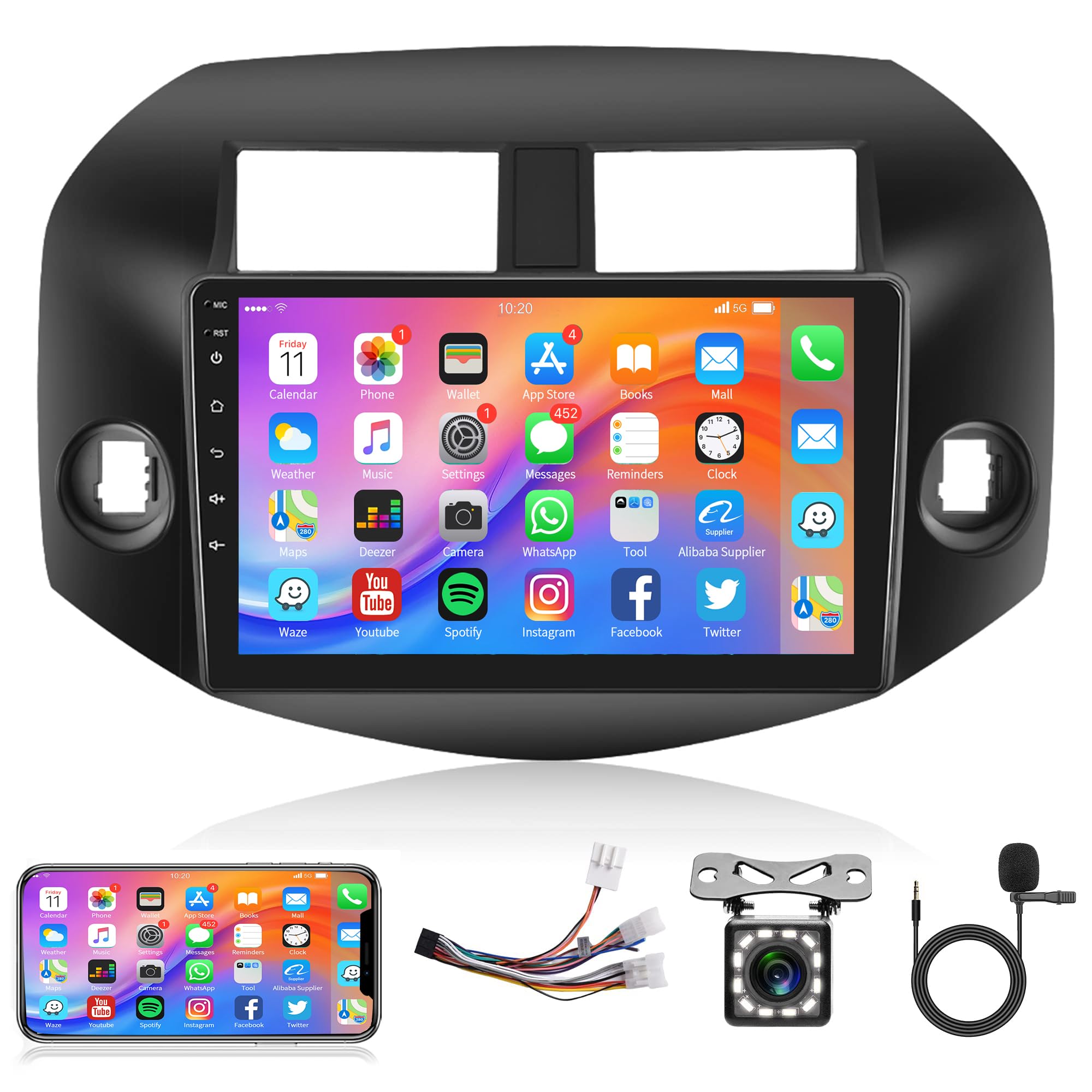 Photo 1 of Android 13 Radio Screen for Toyota RAV4 2007 2008 2009 2010 2011, Rimoody 10.1 inch Touchscreen GPS Bluetooth WiFi FM Mirror Link + Backup Camera