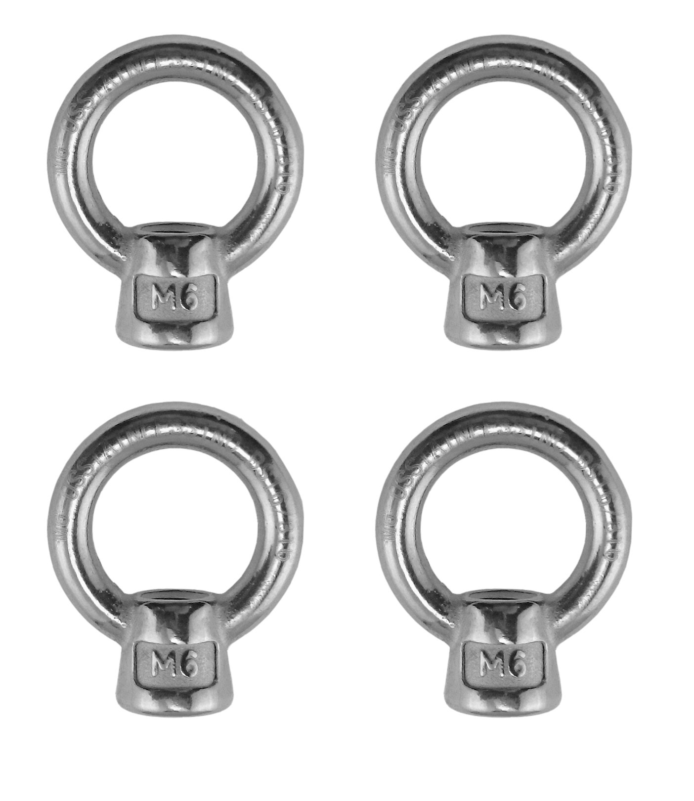 4 Pieces Stainless Steel 316 Lifting Eye Nut M6 Marine Grade 6mm
