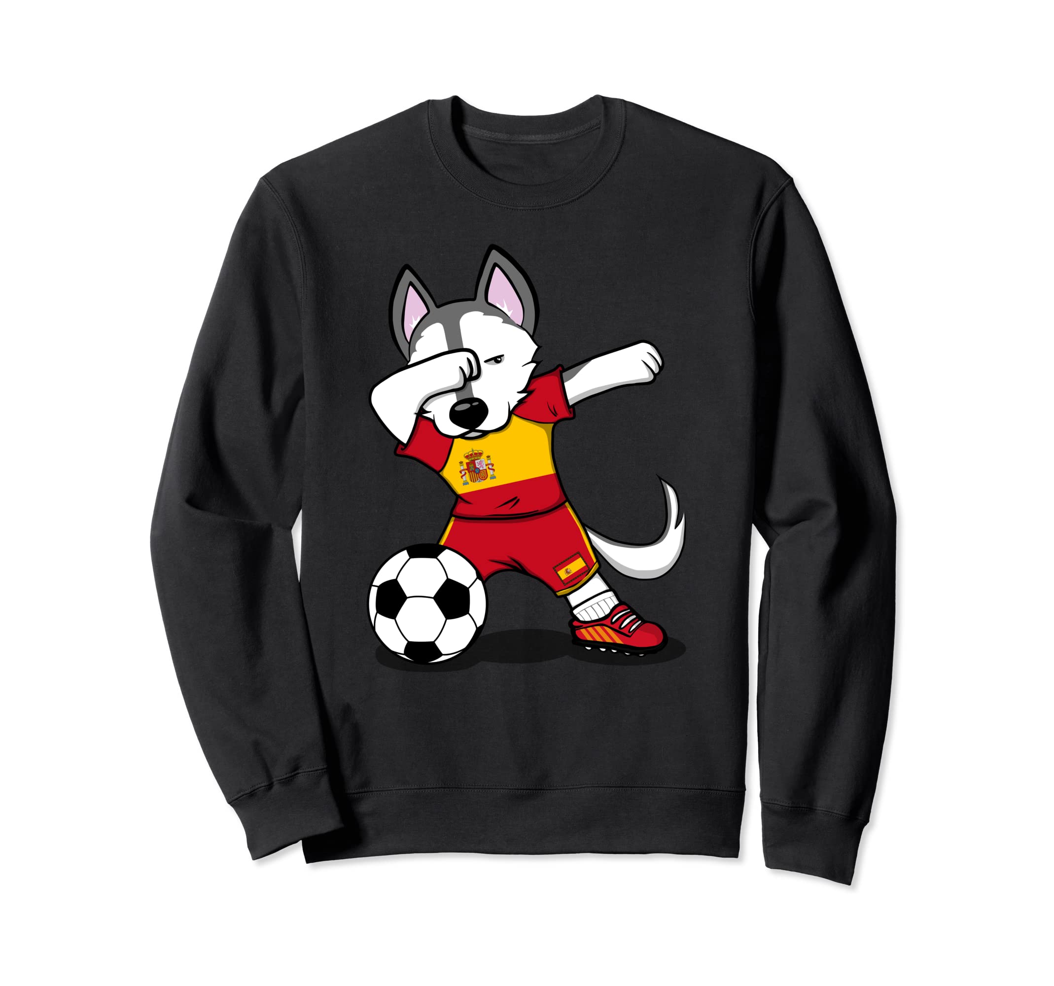 Dabbing Husky Dog Spain Soccer Fans Jersey Spanish Football Sweatshirt