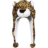 Timiot Cute Plush Animal Character Winter Hat Fun Ski Cap with Detailed Animal Face Long Ear Straps with Pom Pom Ends
