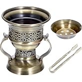 JUXYES Vintage Incense Burner Holder with Ash Catchers and Tongs | Metal Censer Antique Charcoal insencents Burner Zinc Alloy Spiritual Aromatherapy Yoga Meditation Retro Home Decoration