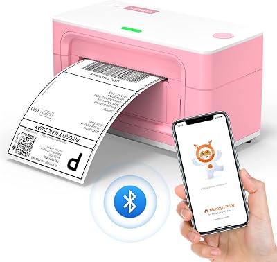 MUNBYN Bluetooth Label Printer 4x6 Thermal Desktop 941B Pink for Shipping