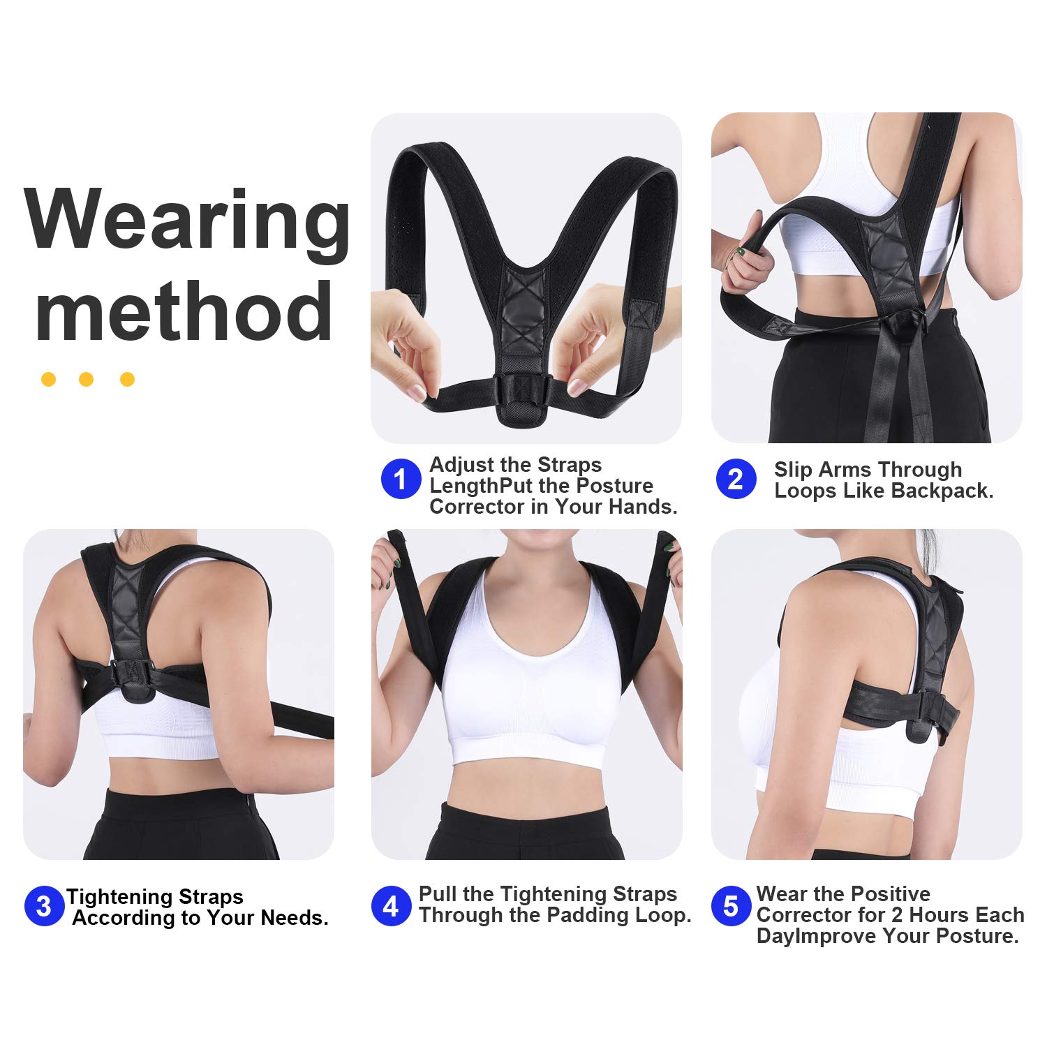 Posture Corrector for Men and Women, Adjustable Upper Back Brace, Back Straightener Clavicle Support, Providing Pain Relief from Neck, Back & Shoulder.