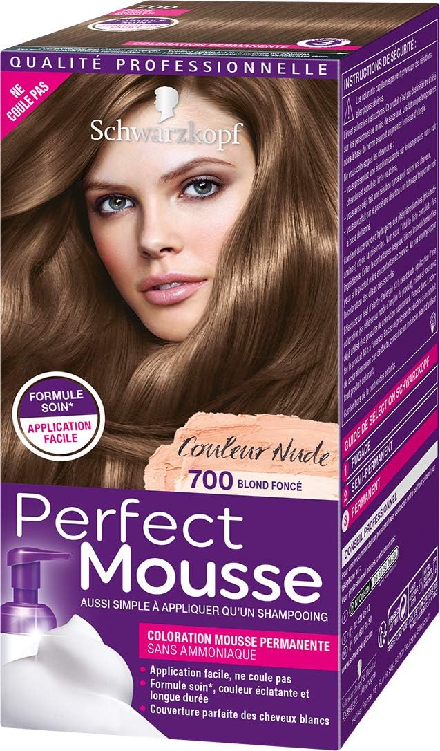 Schwarzkopf Perfect Mousse Coloration Mousse Permanente Sans Ammoniaque Blond Foncé 700