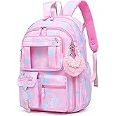 Sweet Girls Backpack - Stylish Splash-resistant School Bag with Multiple Pockets & Trendy Laptop Compartment(17inch Pink)