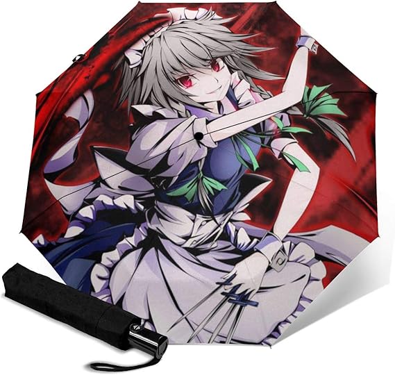 Amazon Co Jp 十六夜咲夜6 かわいい メンズ レディース 携帯型 自動三つ折り傘 8本骨 遮熱 高強度グラスファイバー 服 ファッション小物