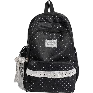Extolove Cute Kawaii Polka Dot Backpacks for Women Y2K Lace Coquette Backpack
