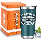 Football Fan 20 Oz Insulated Travel Coffee Cup Mug Tumbler with Lid Philadelphia Themed Merch Shop Men Women Sport Stuff Gear Apparel Eagles Team Decor Accessories Husband Boyfriend Dad Birthday Gift
