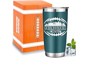 GYOTHRIG Football Fan 20 Oz Insulated Travel Coffee Cup Mug Tumbler with Lid Philadelphia Themed Merch Shop Men Women Sport Stuff Gear Apparel Eagles Team Decor Accessories Husband Boyfriend Dad Birthday Gift