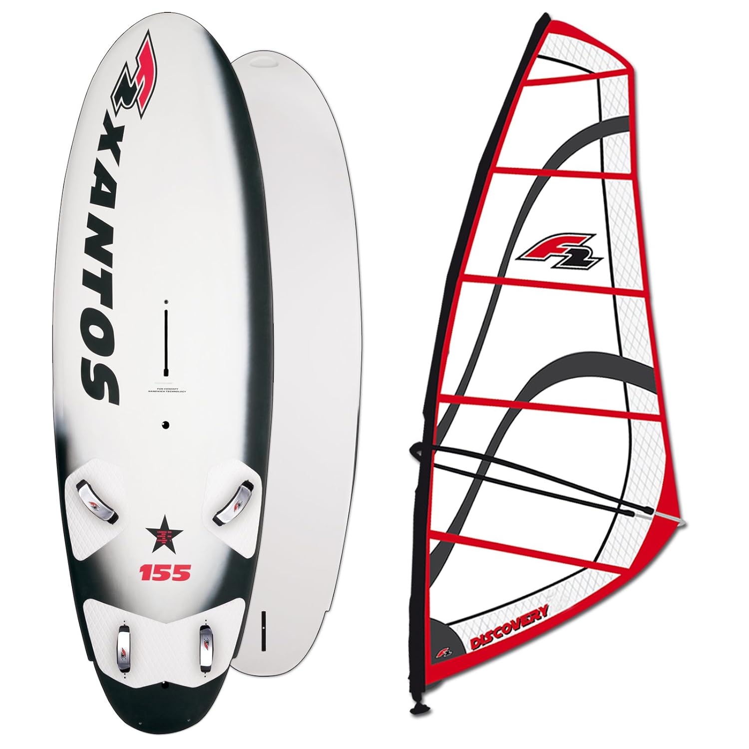 F2 Windsurfboard XANTOS 180 Liter Freeride Board + F2 DISCOVERY Rigg 5