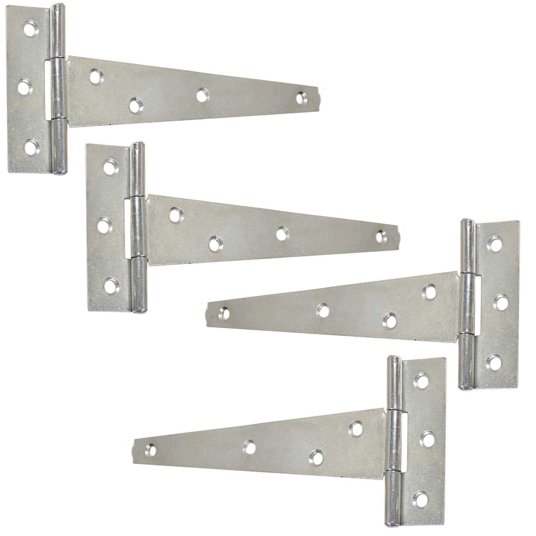 2X Pairs of Galvanised Zinc 8"/200mm Long Tee Hinges - Garden Gate/Shed/Door T Hinges