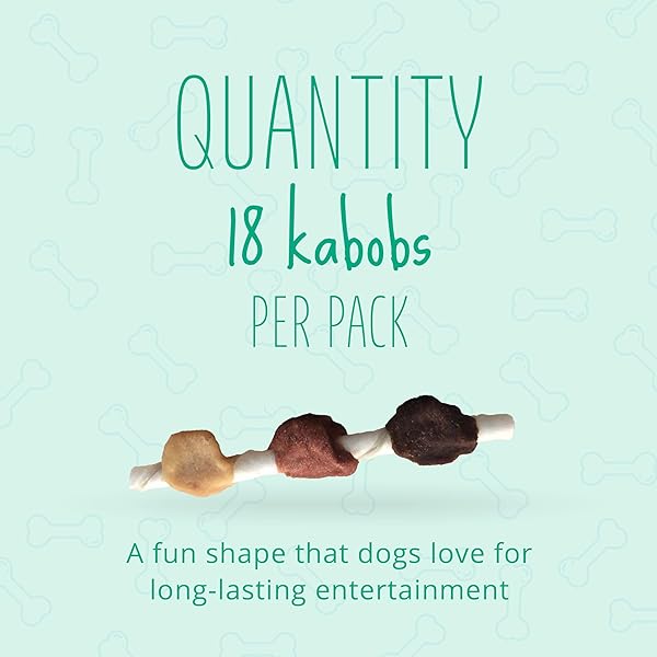 BETTER BELLY DENTAL KABOBS, DENTAL DOG CHEWS WITH BREATH-FRESHENING SPEARMINT, 18 COUNT