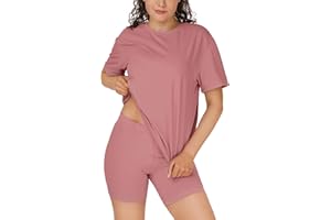 lulukaka 2 Piece Lounge Sets for Women, Short Sleeve Oversized Tee & Biker Shorts, Casual Summer Outfits Matching Set