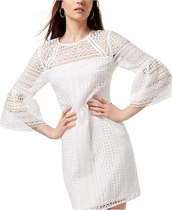 white lace bell sleeve dress