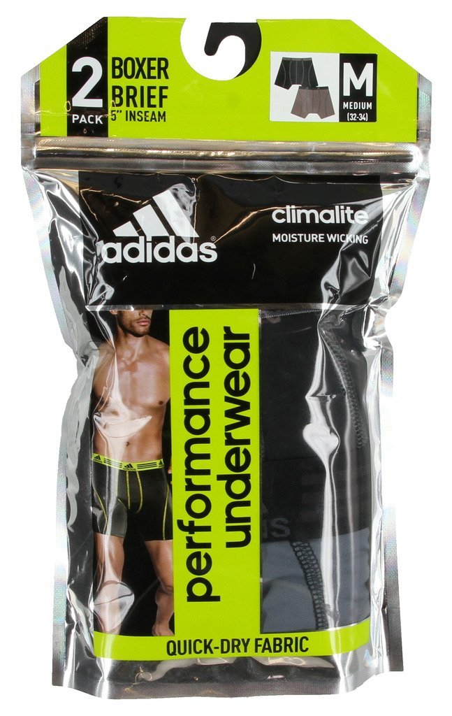 adidas Men's Sport Performance Climalite Boxer Brief Underwear (2 Pack) BSA Soar