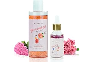 YONISAYO Yoni Wash Yoni Oil Set for Women, Feminine Wash with Cleaning Factor, Remove Odor, pH Balance for Women and Vaginial Deodorants, 6.7 fl.oz Intimate Wash, Natural Feminine Oil 30ml, Rose