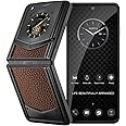 VERTU IRONFLIP Calf Skin Flip Cell Phone, Unlocked Android 5G Smartphone, Foldable Design, One-Hand Control, 50MP Camera, 12G+512G, Dual SIM, 6.9" 120Hz OLED, 65W Fast Charge (Caramel Brown)