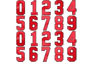 HOODANCOS 20pcs Red Iron-on Sewing Number Patches for Basketball Football Jersey Decoration and Clothing
