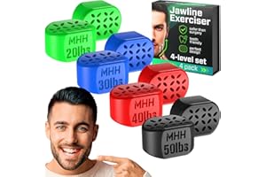 MHH Jawline Exerciser for Men & Women - Powerful Jaw Trainer - Different Resistance Levels - Double Chin Reducer Eliminator - Silicone Jaw Toner Tablets - Face Neck Shaper & Strengthener Line Chewing Gum