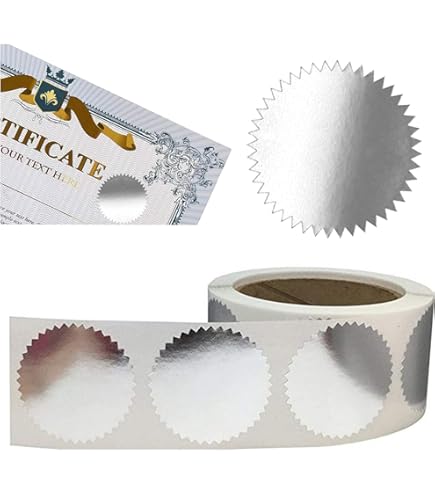 Witspace Certificate Award Seals Stickers, Gold Metallic Stickers With