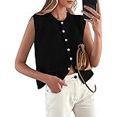 PRETTYGARDEN Sweater Vest Tops for Women 2026 Lightweight Summer Cardigan Sleeveless Button Up Knit Casual Spring Clothes