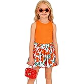 Due Felice Girls Clothes Summer Outfits for Toddler Girls Clothing Sets 4 Piece Little Kid Tank Top and Shorts Set Size 2T-8Y
