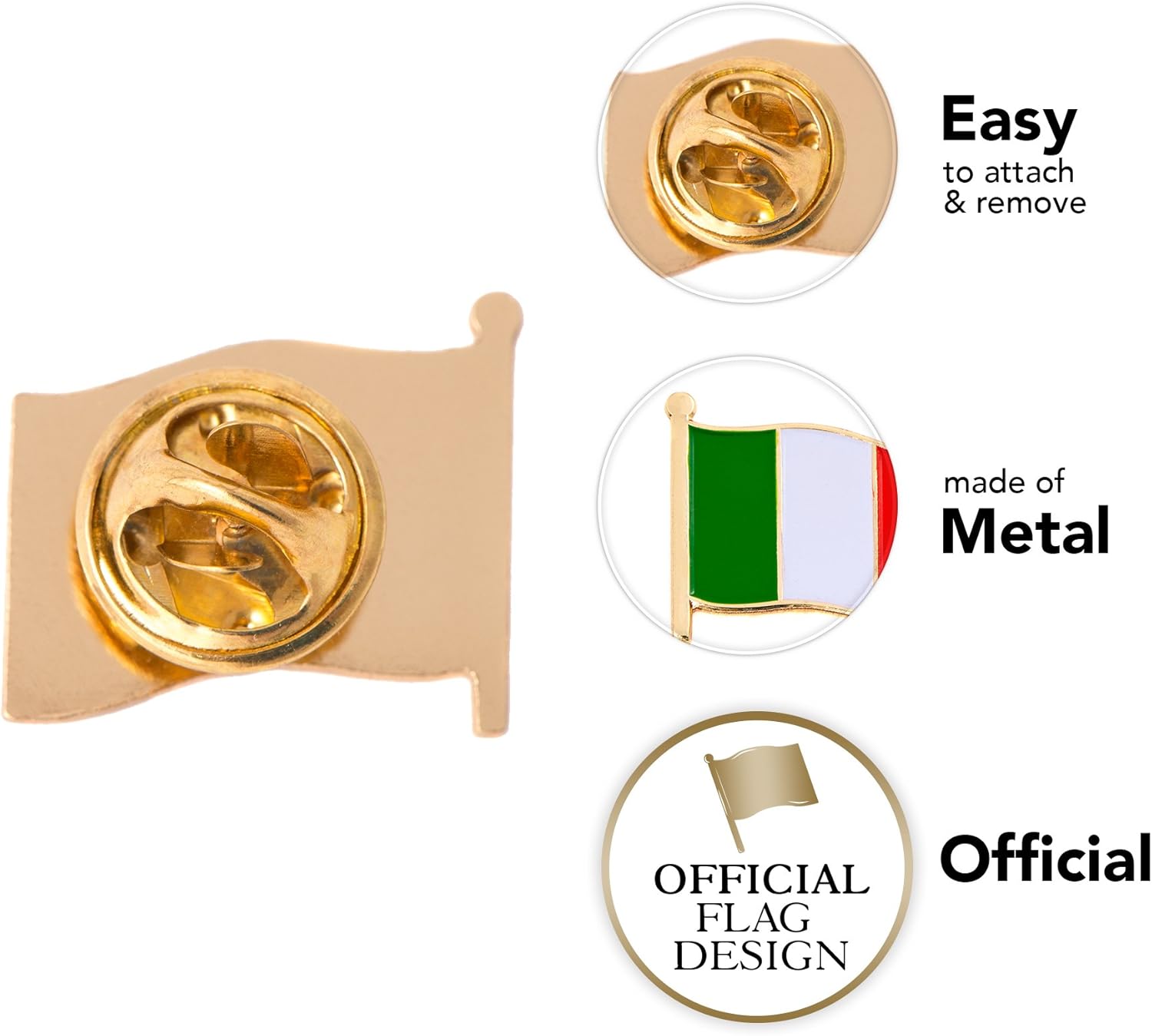 Waving Flag Lapel Pin Italy Country Flag Lapel Pin Enamel Made of Metal