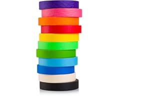 Craftzilla Colored Masking Tape - 11 Roll Multi- Pack, 55 Yards x 1 in Colorful Craft Tape- Great for Arts & Crafts, Kids, Labeling and Color- Coding