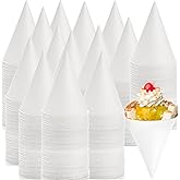 CEZOOWYEX 400 Pack Snow Cone Cups, 6 OZ White Paper Cone Cup, Disposable Wax Coated Water Cups for Water Cooler Dispenser, Fu