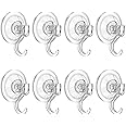VIS'V Wreath Hanger, Large Clear Heavy Duty Suction Cup Wreath Hooks 22 LB Removable Strong Window Glass Door Suction Cup Wreath Holder for Halloween Christmas Wreath Decorations 8 Pcs