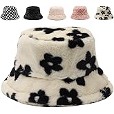 Gadfary Bucket Hat Women Furry Fuzzy Bucket Hats for Ladies, Winter Warm Fluffy Plush Faux Fur Hat for Women