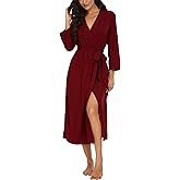 VINTATRE Women Kimono Robes Long Knit Bathrobe Lightweight Soft Knit Sleepwear V-neck Casual Ladies Loungewear