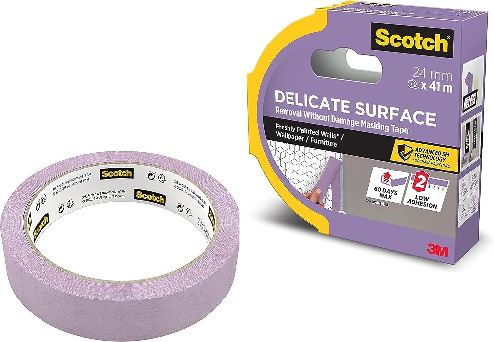 ScotchBlue Delicate Surface Tape 24mm x 41m Low Tack Painter's Tape for Sharp