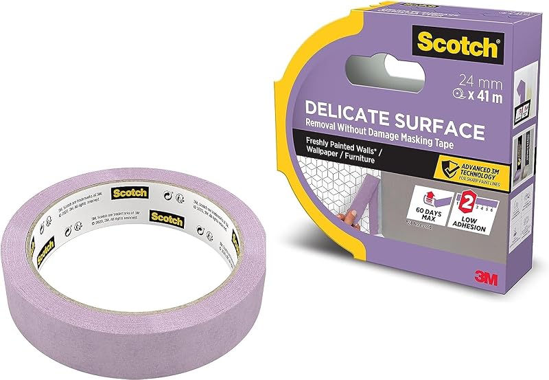 ScotchBlue Delicate Surface Tape 24mm x 41m Low Tack Painter's Tape for Sharp
